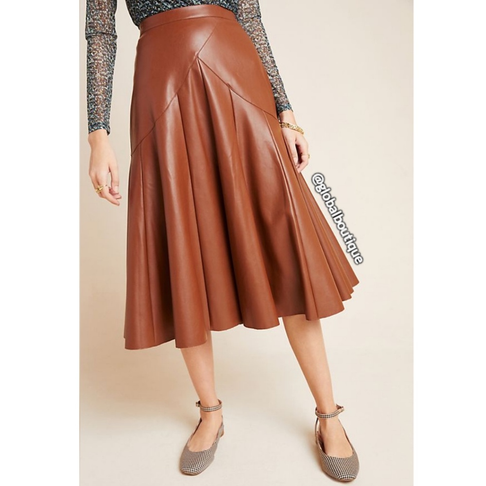 RARE NWT ANTHROPOLOGIE Mariska Faux Leather Skirt - Picture 4 of 8
